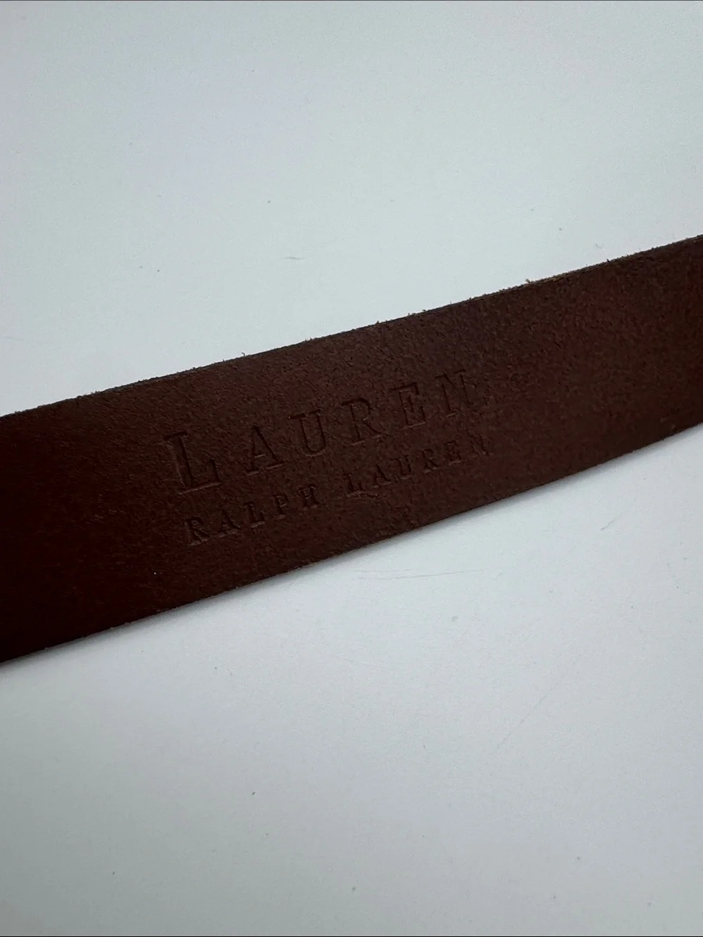 Unique Vintage Ralph Lauren Brown Leather RLL Monogram Buckle Belt Size L